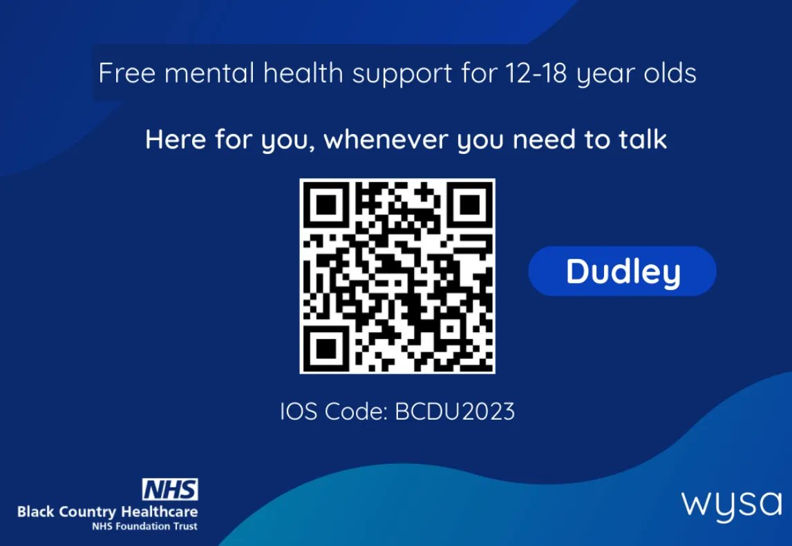 CAMHS_BCHFT's tweet image. Have you downloaded Wysa yet?

Wysa is a clever AI app that helps and supports children and young people who may be experiencing difficulties with low mood, anxiety, and sleep.

Scan the QR code and enter your areas code for free premium access.

#app #mentalhealth #youngpeople