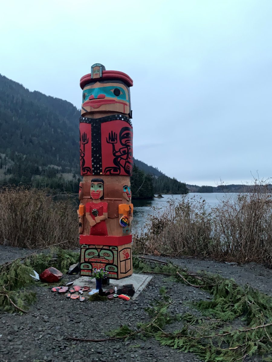 I paid tribute to the new totem pole dedicated to the many Missing and Murdered Indigenous Women along the Highway of Tears near Prince Rupert. For me, this is part of the process of reclaiming spaces of lawlessness. There is a continued presence of our ancestors looking over us.