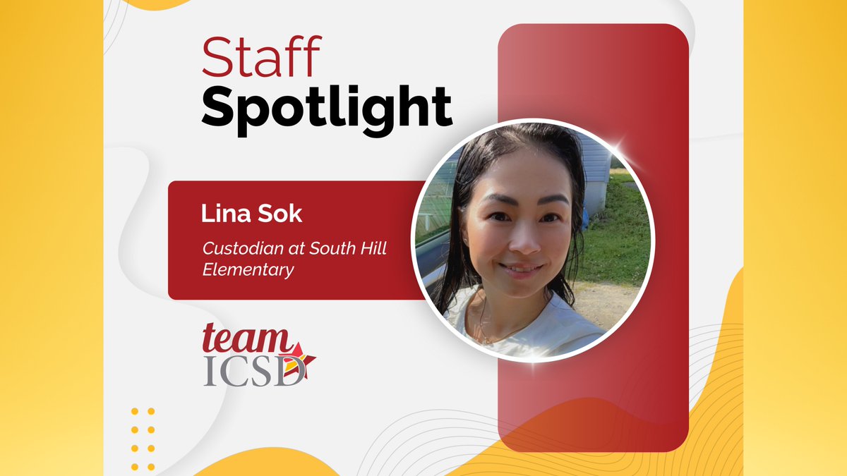 Happy Friday! Let’s shine a spotlight on Lina Sok - custodian at South Hill Elementary!

Full story here: ithacacityschools.org/article/1323061

#icsdstaffspotlight #teamicsd #icsdproud
