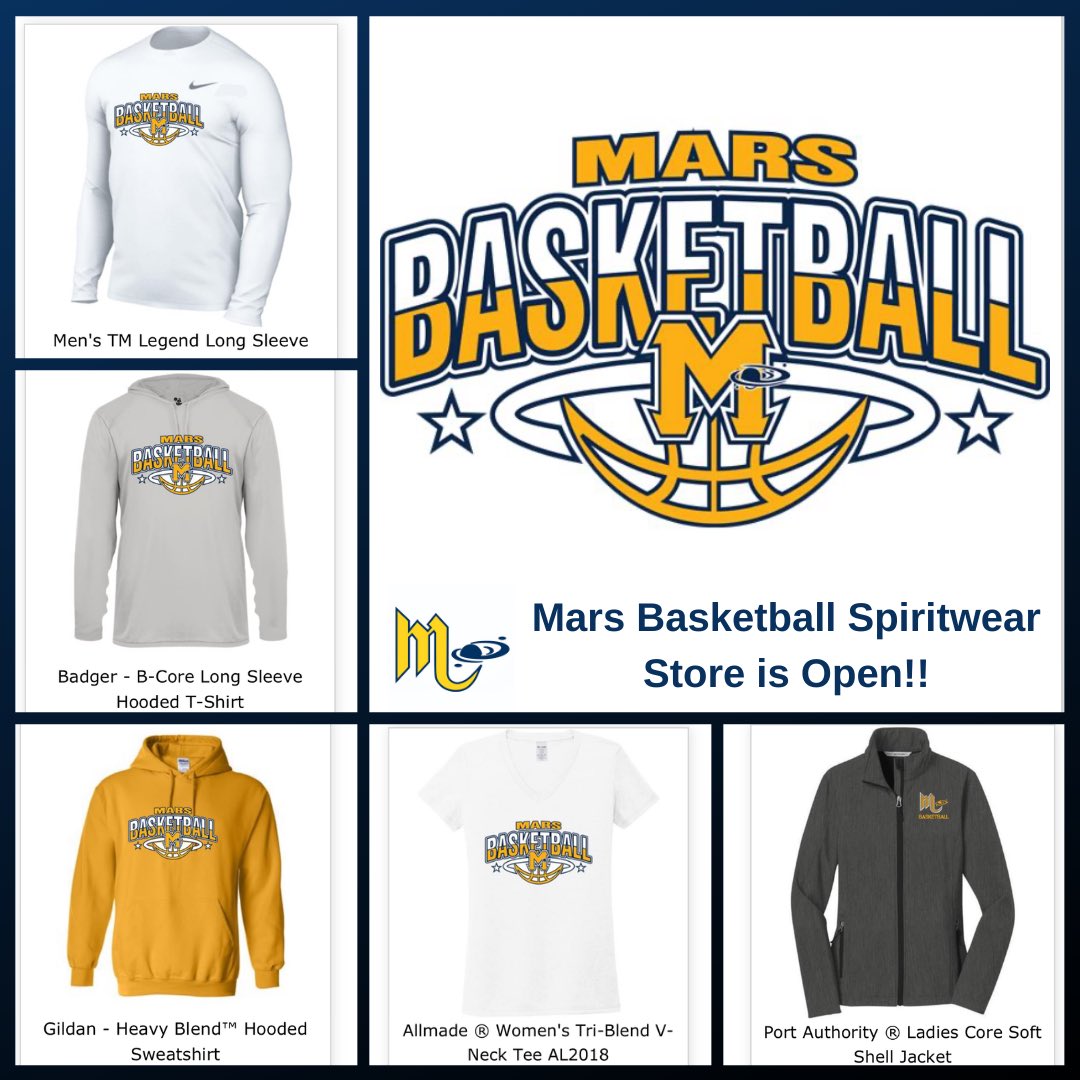 MarsHS_Hoops's tweet photo. ONLY 2 DAYS LEFT TO ORDER!!  

Mars Basketball 🏀 Spirit Store is open and will close on November 5th!  Get your spirit wear today! #GoPlanets #Get_To 💙💛 https://t.co/MhYihJ2MQB https://t.co/iqZmNvPyHc