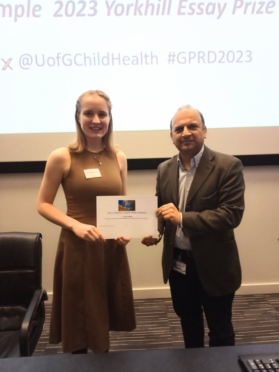 GPRD Friday 3rd November 2023 
Faisal Ahmed presenting Yorkhill Essay Prize Winner Certificate to Freya Semple