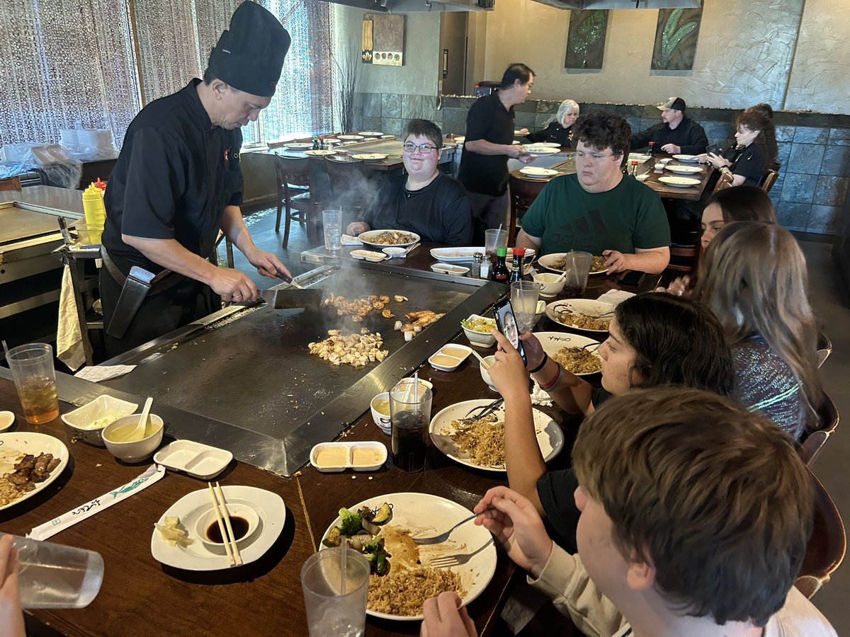 Culinary Arts students getting a hibachi experience today at Osaka.