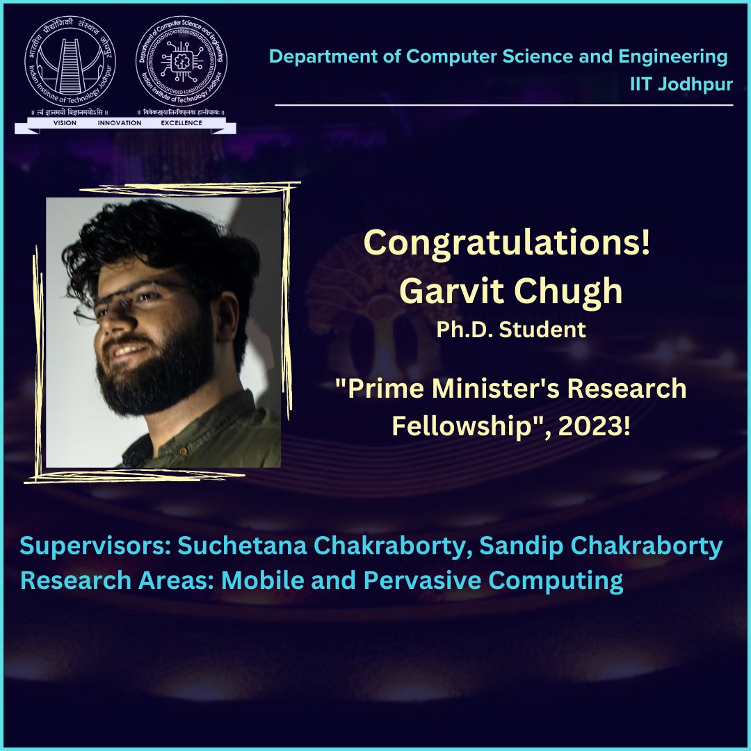 CSEIITJ1's tweet image. Student Accolades!!

#cseiitjodhpur #iitjodhpur