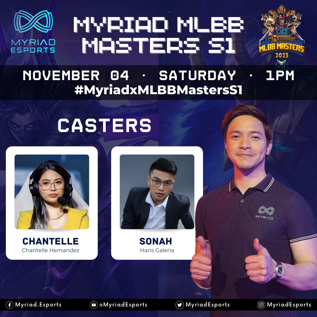 ARE YOU READY? 😏 Catch the Myriad MLBB Masters S1 later | NOV 04 | 1PM on the following Myriad Esports channels -- YouTube: youtube.com/@MyriadEsports FB: facebook.com/Myriad.Esports Watch out for our stream GIVEAWAYS! See you there! 😎 @aldenrichards02 #MyriadxMLBBMastersS1