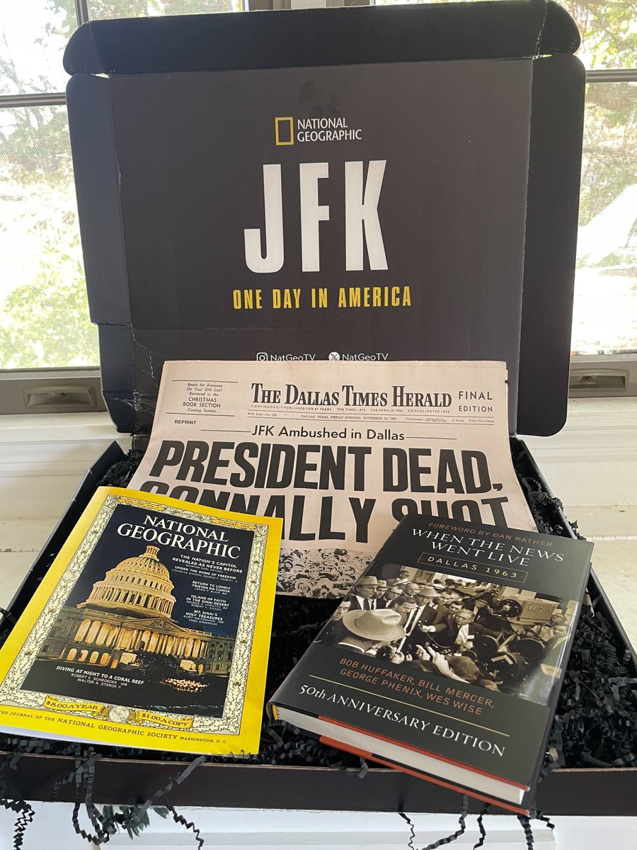 PHILIPSLEDGE's tweet photo. For someone who grew up reading all about the JFK assassination (and visited Dealey Plaza multiple times), this has to be the best package to get in the mail.

Thanks @NatGeoTV for sending this gift ahead of the #JFKOneDayInAmerica debut on Sunday! https://t.co/TKct8OTEvP