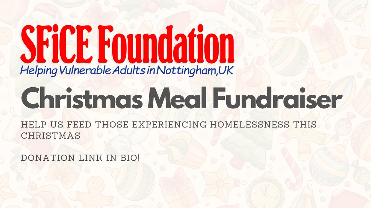 We're raising money for a special Christmas meal for both our existing service users and newcomers. Within our safe, welcoming space at SFiCE House we can help to reduce the burden of isolation and loneliness that those facing a homeless UK winter endure. Link in bio to donate