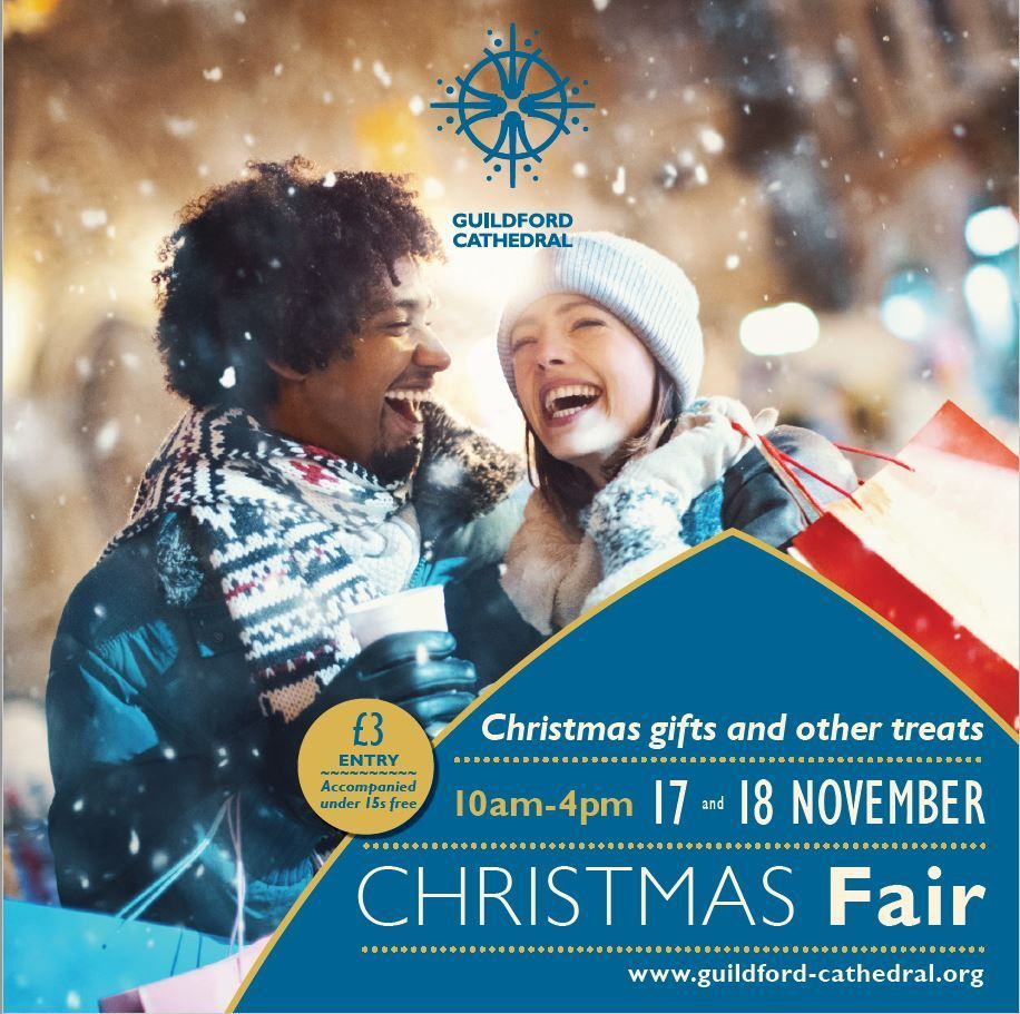 17 - 18 November 2023, 10am until 4pm Guildford Cathedral Christmas Fair Our popular Fair is only a couple of weeks away. Come and explore an array of exquisite stalls, each nestled within the Cathedral's Nave. £3 for entry. Accompanied under 15 years free