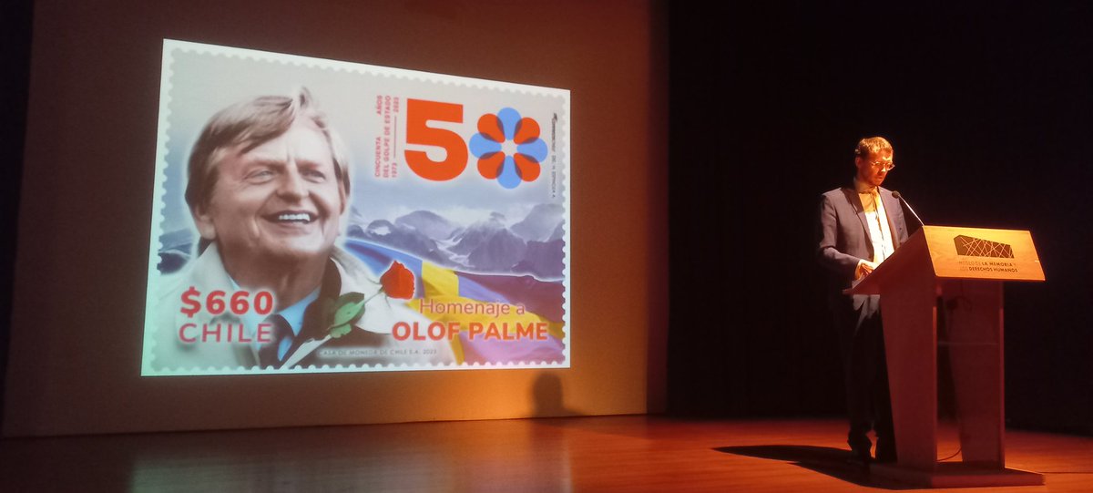 SDFundacion's tweet photo. Lanzamiento sello postal en homenaje al líder socialdemócrata Olof Palme, una gran actividad en reconocimiento de quien ayudo a Chilenos(as) durante la dictadura. Gracias!!! https://t.co/2hbRP0iDJT