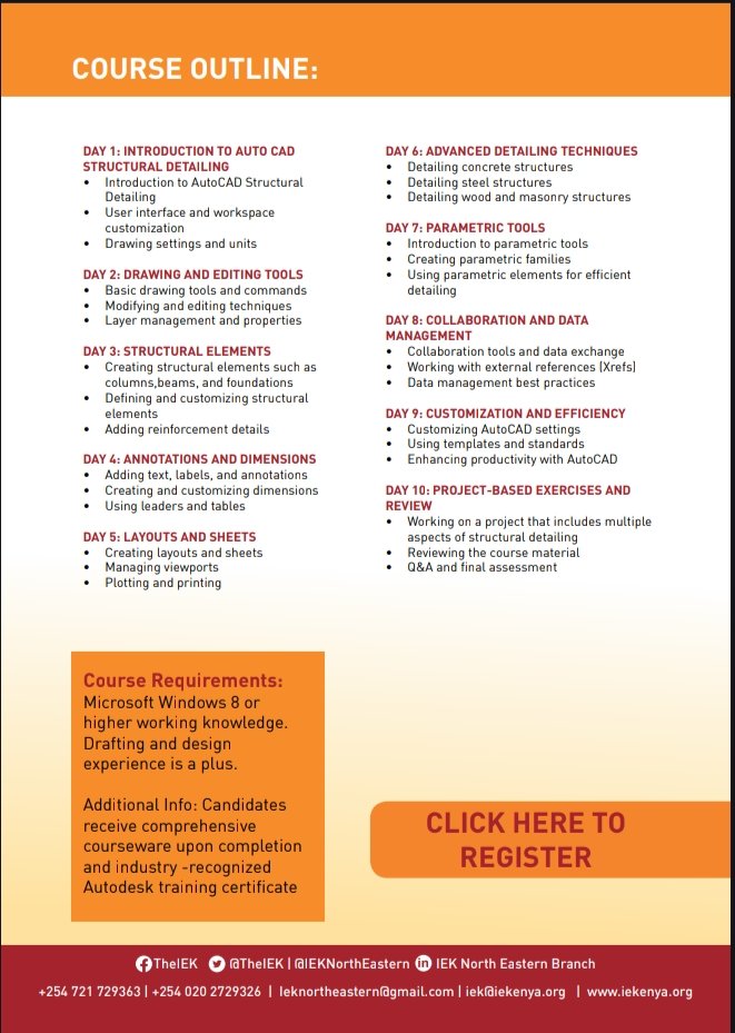fatahabdi25's tweet photo. Dear @IekNorthEastern  branch bonafide members kindly take advantage of the upcoming capacity building training starting next week from 8th to 21st November. We appreciate our partners  @HiCADAfrica  @IngNdolo @ocelotsoftwares for organizing this noble initiative. https://t.co/aGeliaR4IA