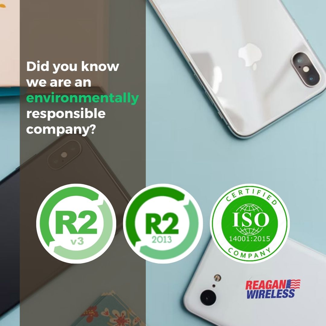Reagan Wireless is dedicated to the protection of non-renewable resources 🌿 That's why we are proud to share with you the list of environmental certifications we have:

🌎 R2V3 
🌎 R2:2013 
🌎 ISO 14001:2015 

📞 1-877-724-3266
🌐 reaganwireless.com