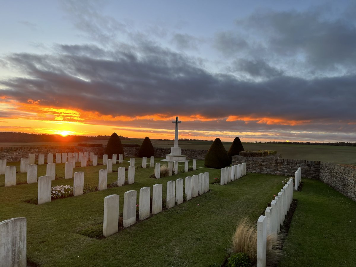 Suzanne Military Cemetery No3 late this afternoon. Magnificent sunset, the calm after the storm.