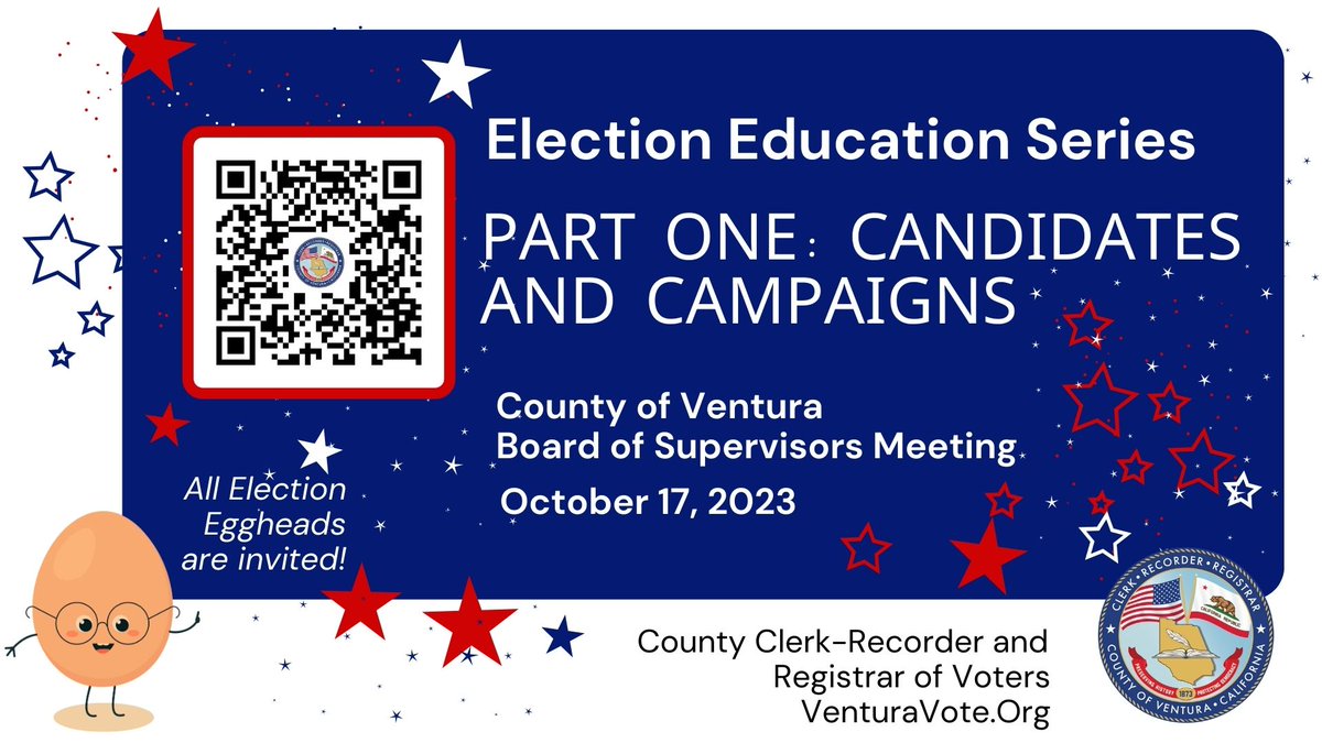 Interested in running for office? Or do you want to learn about the candidate and campaign process in Ventura County? @VCClerkRecorder presents part 1 of their Election Education Series. Watch at youtube.com/watch?v=mKE3_q…