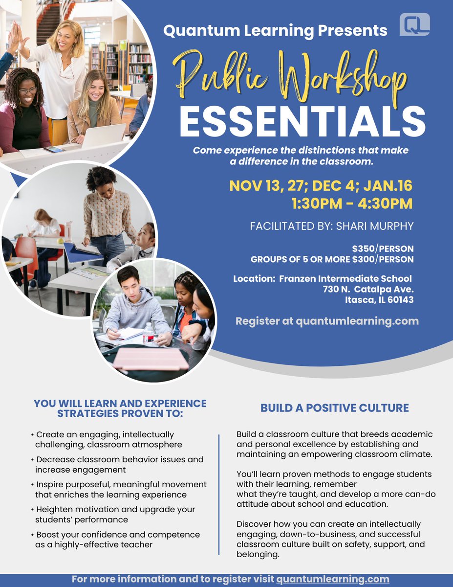 Attention Chicago area folks!!  We have limited seats for the "Essentials" workshop in Itasca!  Secure your space NOW!  See you there!