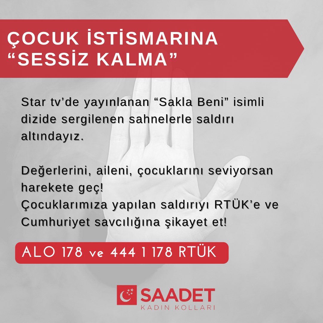 Rezalete, çocuk istismarına #Sessizkalma 

#saadetpartisikadınkolları #saadetkadınkolları