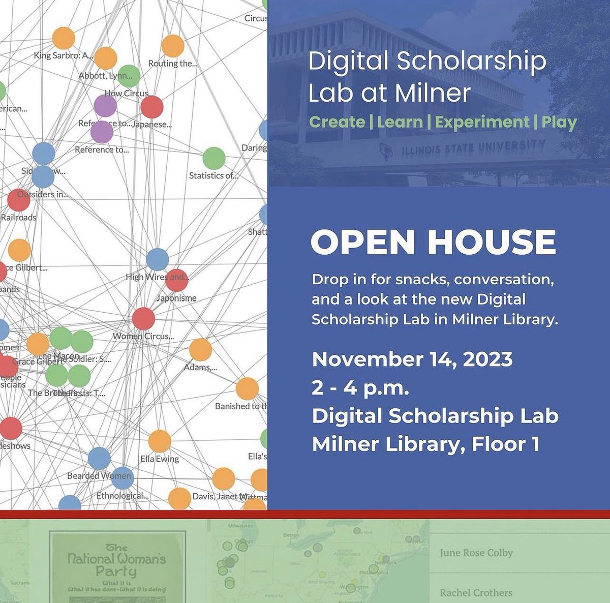 It’s November already! Time to start advertising for our upcoming open house in the new #DigitalScholarship Lab. Drop in November 14, 2-4 p.m. to chat about projects, see the space, see examples of work being done on campus, and of course have some snacks!