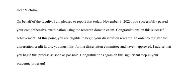 vls_psych's tweet photo. So happy to have passed my program’s comprehensive exam today and to have completed the last milestone before doctoral candidacy!! Please rally all the #firefighters you know to participate in my upcoming dissertation project 👩🏻‍🚒🧑🏾‍🚒👨🏻‍🚒 #AcademicChatter #phdlife https://t.co/KxgHQMiJzB
