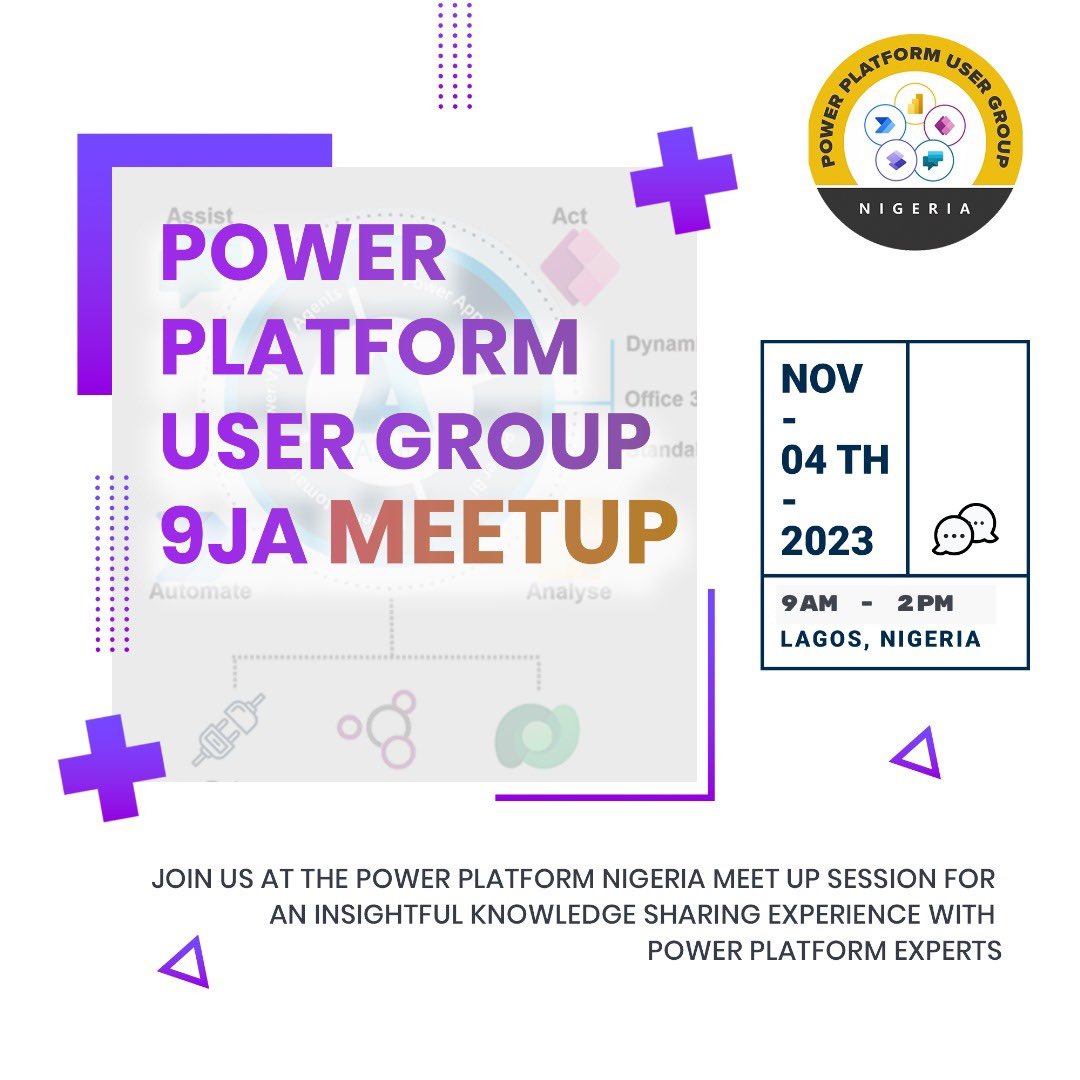Naija Power Platform User Group's Physical Meetup is Here!🥳 We will be learning, sharing, and networking with fellow Power Platform enthusiasts.🥰 There'll be expert sessions and hands on session where will be discussing power platform and so much more!🔥 #PowerPlatform