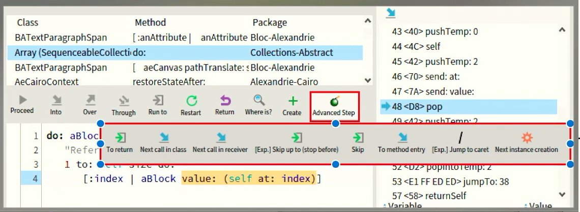 TorstenAstares's tweet photo. If you have not seen or used the "Advanced step" button in the Pharo Debuggeryou might not have  been aware of the advanced debugging tools of @pharoproject 

So check this video from ESUG 2023 to get an idea:

https://t.co/WrZXBa4V6y https://t.co/RqH3DNkwrw