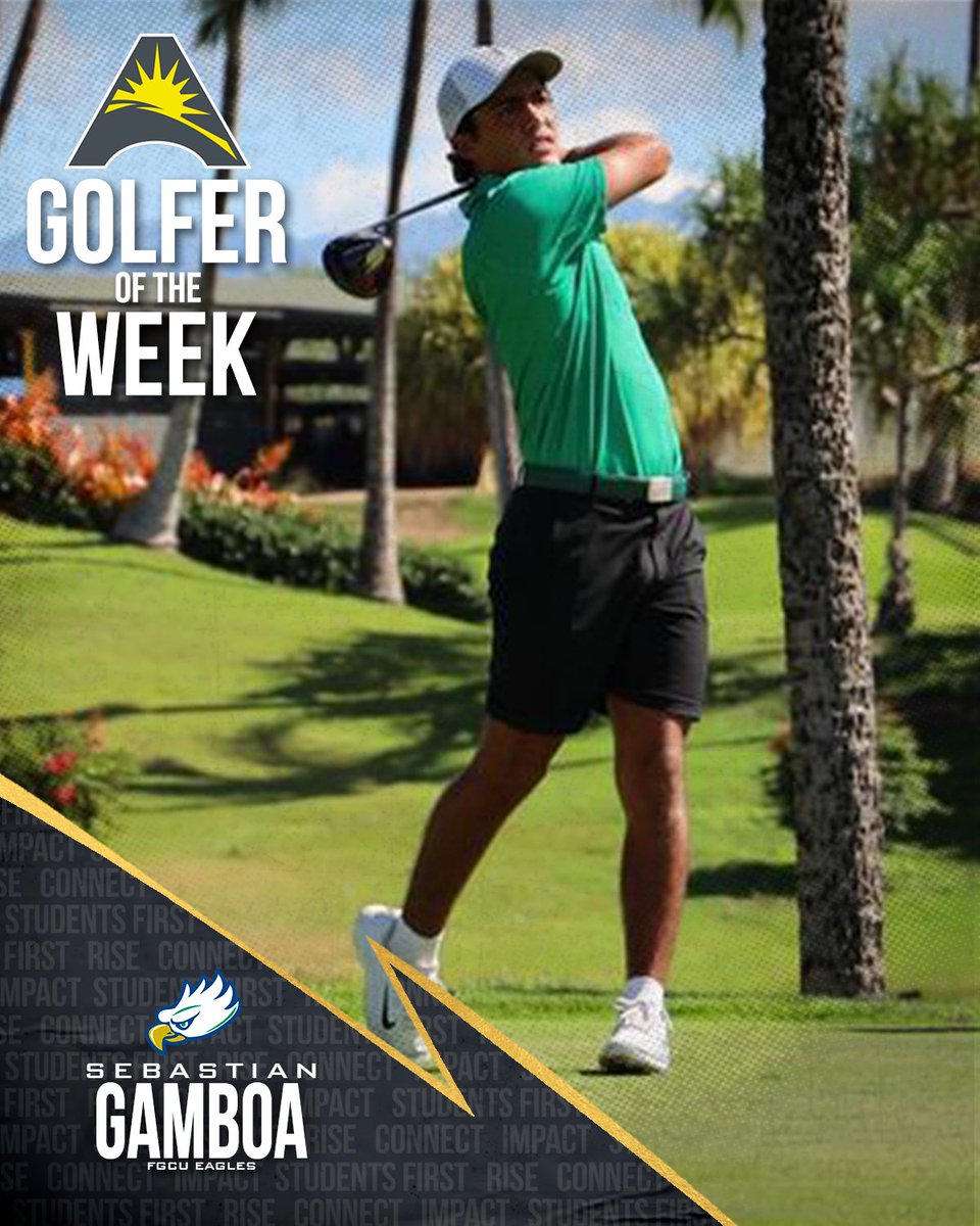 Sebastian Gamboa of <a href="/FGCU_MGolf/">FGCU Men's Golf</a>  earned his first weekly nod after his career-best of 15-under (201) with rounds of 66-68-67‼️⛳️💯🤩

🔗: asunsports.org/news/2023/11/3…

#ASUNMGolf | #WingsUp | <a href="/FGCUEagles/">FGCU Athletics</a>