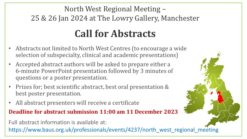 📢📢📢 CALLING NORTH WEST UROLOGICAL COLLEAGUES Abstracts are invited for the North West Regional Meeting on 25 & 26 January 2024 at The Lowry Gallery, Manchester. Full abstract info here: ow.ly/p51l50Q3vFT ‼️ Abstract deadline: 11:00am on 11 Dec 2023 @VaibhavModgil