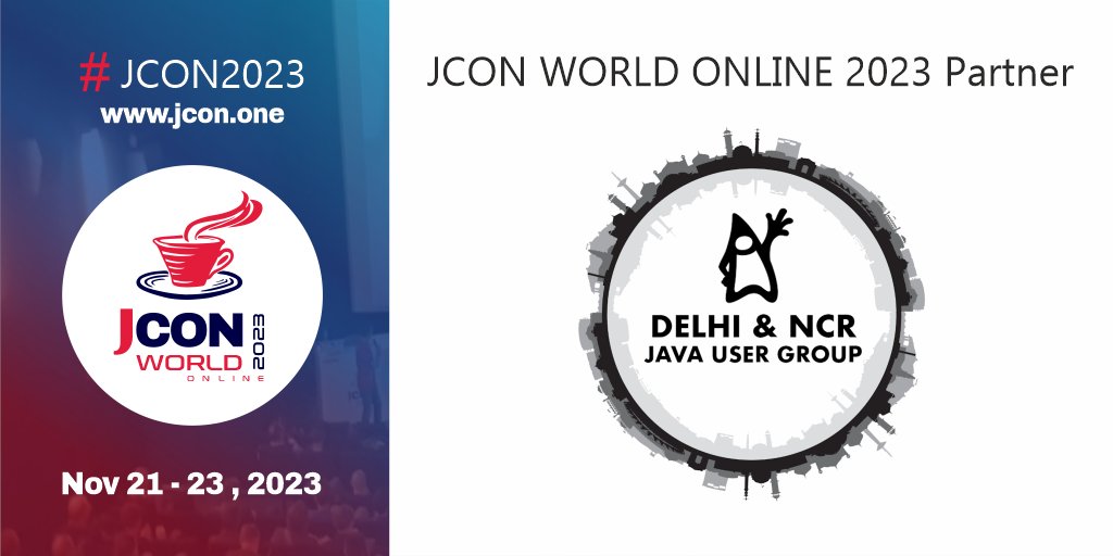 JCON (@jcon_conference) on Twitter photo Great! <a href="/DelhiJUG/">Delhi & NCR JUG</a> is back as a partner of #JCON2023! For all #JUG members we offer 1k free #JavaUserGroup tickets, first come first serve! #JCON #Java <a href="/eMalaGupta/">Mala Gupta</a> <a href="/_vikasM/">Vikas Malik</a> <a href="/stevemann2705/">Steve Mann</a>
Free JUG tickets: bit.ly/JCON2023-W-JUG
Become a partner JUG: 2023.world.jcon.one/#partner Great! <a href="/DelhiJUG/">Delhi & NCR JUG</a> is back as a partner of #JCON2023! For all #JUG members we offer 1k free #JavaUserGroup tickets, first come first serve! #JCON #Java <a href="/eMalaGupta/">Mala Gupta</a> <a href="/_vikasM/">Vikas Malik</a> <a href="/stevemann2705/">Steve Mann</a>
Free JUG tickets: bit.ly/JCON2023-W-JUG
Become a partner JUG: 2023.world.jcon.one/#partner