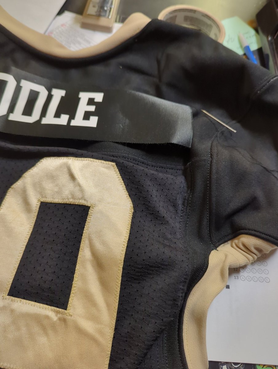 It was a singular honor to sew a name plate on one of the Raiders jerseys for tonight's last Regular season home game.  It has been an honor and privilege to back my Team. Thanks Coach Bindel. Go ROHO! #LOBO @RiderRaiders <a href="/WFISDschools/">Wichita Falls ISD</a> <a href="/raiderfball/">Rider Raider Football</a> <a href="/ROHOathletics/">Rider Athletics</a>