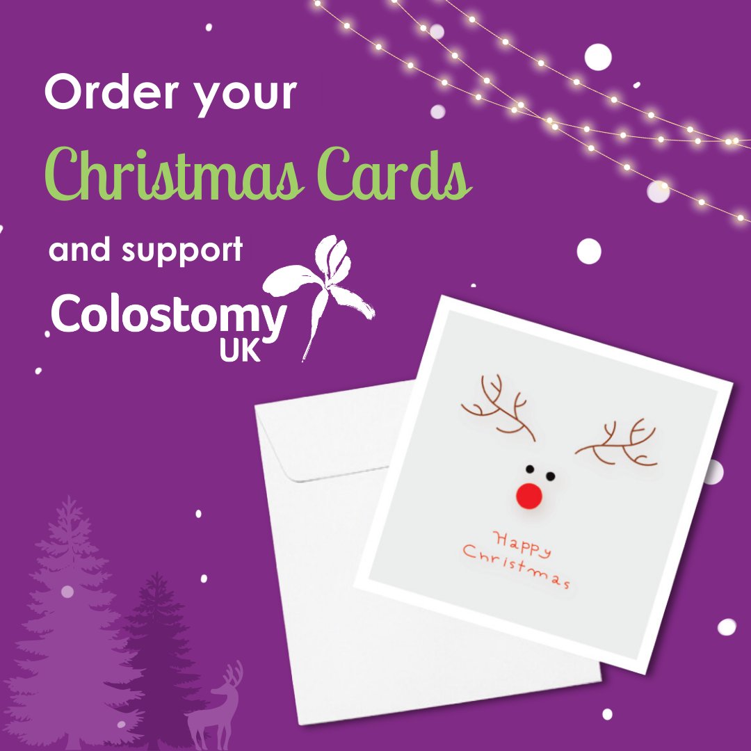 Order your Christmas Cards today! 🎄 We receive 100% of the profits from the sale of these adorable reindeer Christmas cards, helping us continue to provide our services to everyone who needs us throughout the festive season 💜 Order online at charitycardsonline.com/colostomyuk