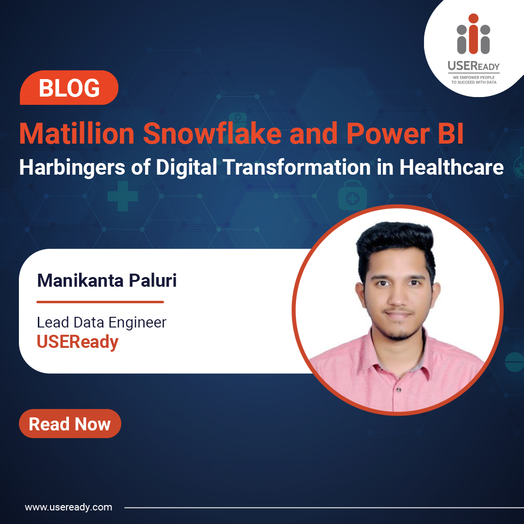 USEReady's Manikanta Paluri delves into how tools like Matillion, #Snowflake, and #PowerBI are enabling data-driven care through seamless integration, secure warehousing, and interactive #analytics for health and life-sciences firms.

Click here to read - hubs.ly/Q027KZ2W0