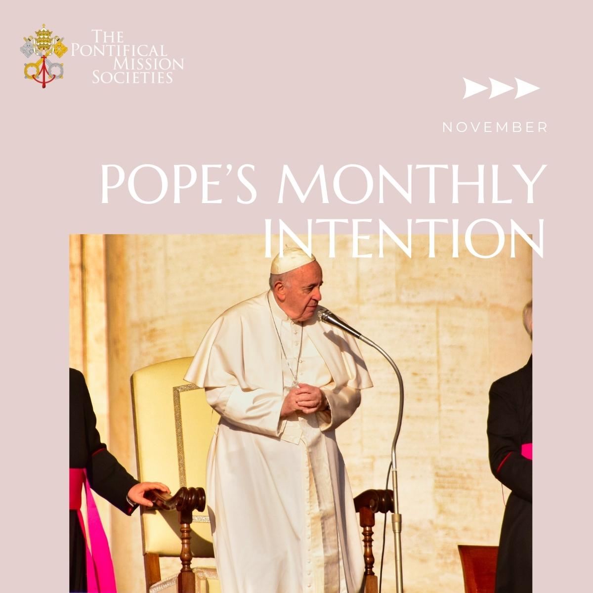 TPMS_USA's tweet image. Each month, the #HolyFather entrusts us with a specific prayer intention. For November  #PopeFrancis invites us to #PrayForHim as he fulfills his mission.

Will you answer the Holy Father's request and join countless others #AroundTheWorld in praying for this intention? 🙏

#TPMS