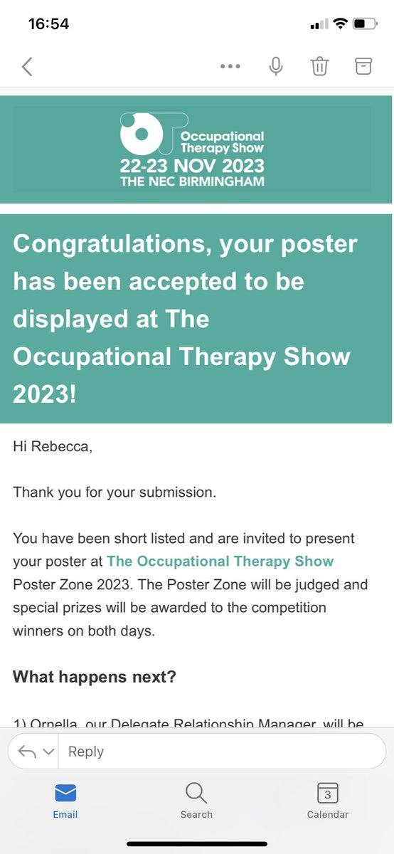 Thank you @TheOTShow for accepting my submission for presenting my poster at the OT show! Thank you to @PippaDraper and @FoxleyHannah for your support with this too! Great way to start going into #OTweek 💚@UHSFT @UHS_Therapy