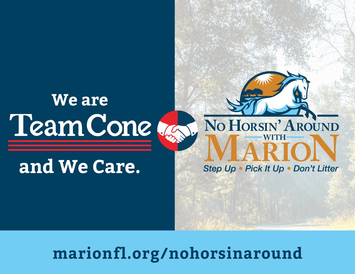 No Horsin' Around / Business Partnership
"Step Up - Pick It Up - Don't Litter"
We are extremely proud to be a partner with Marion County. We pledge to not litter and be the best environmental stewards possible. #educateandchange

Take the pledge today!
marionfl.org/nohorsinaround/