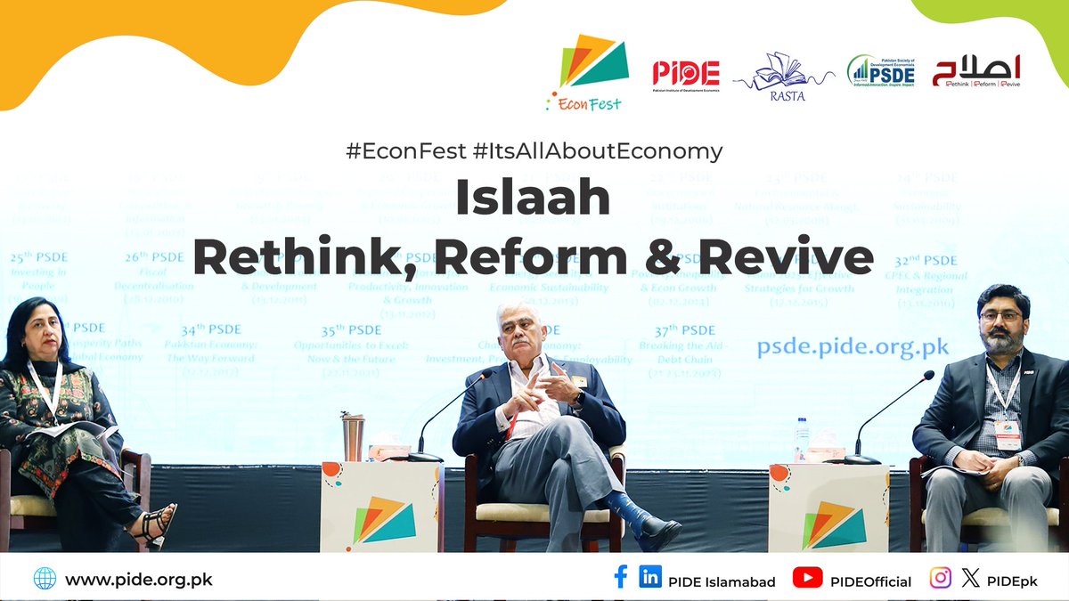 PIDEpk's tweet photo. #EconFest Session - 1
"Islaah: Rethink, Reform &amp; Revive"
Transforming Pakistan Economy for Sustainable Future.

The country that was once considered to become the next #AsianTiger is now struggling to keep its head above water. What went wrong?

Watch: https://t.co/ocdLmQ2URq https://t.co/rUEkbhRHaU