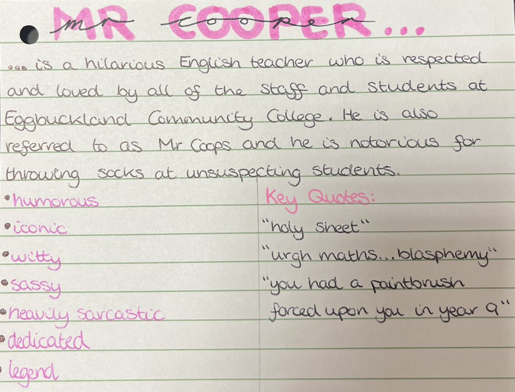 Year 11 made a “Mr Cooper” revision flash card for my birthday, and tbh they nailed it. 🤷🏻‍♂️