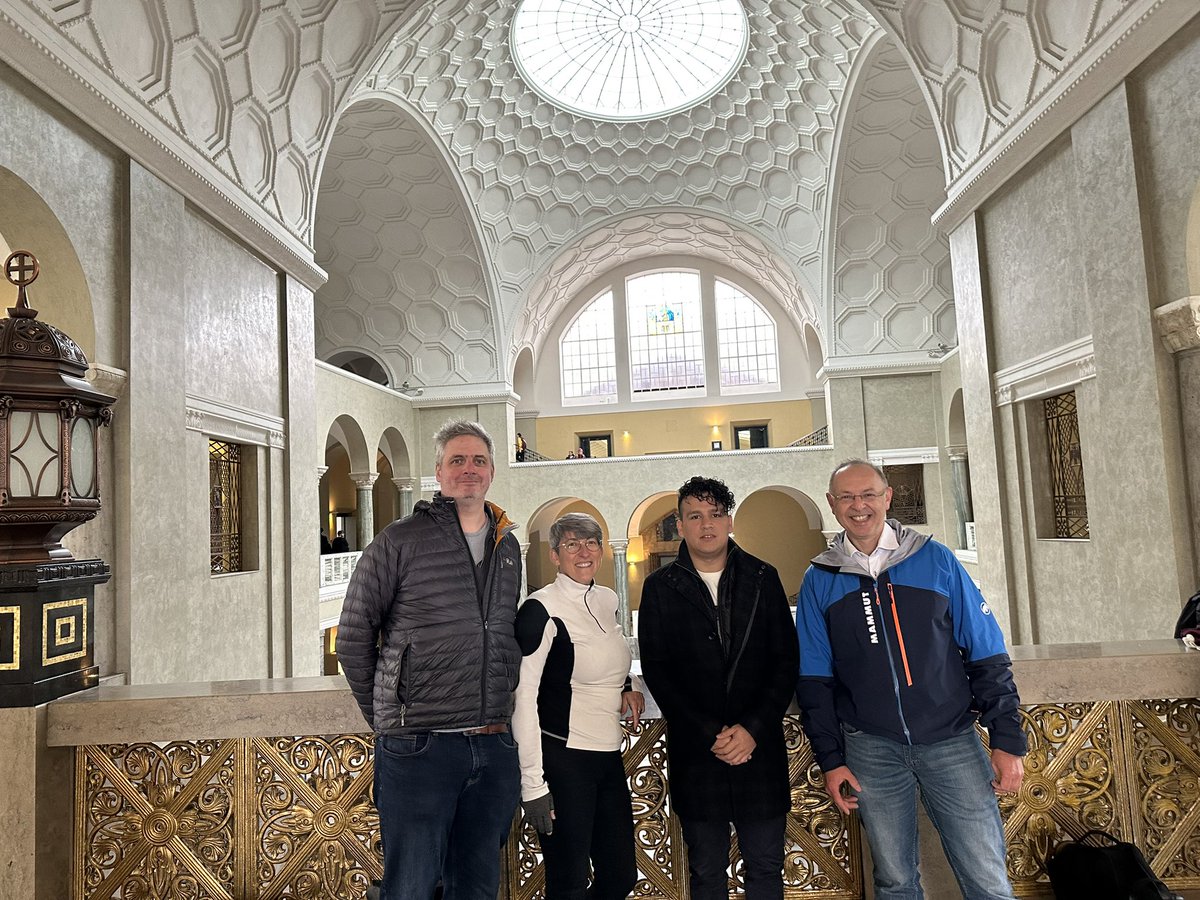 albrechtschmidt's tweet photo. @n_dulake and @DanielaPetrell1 visited us  in Munich to work on our @humaneainet micro project on understandable generative AI. we are on a path to an exciting museum exhibit were visitor create  book with some help from AI. Coming to my lecture provided a photo op :) @steevenvs https://t.co/tq1BRHb8UQ