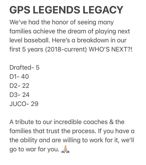 Come and join @GPSTEXASBASEBA1 family!! Tryouts are coming soon… Here is a breakdown for guys continuing their baseball journey after HS with more to come in the future !!!