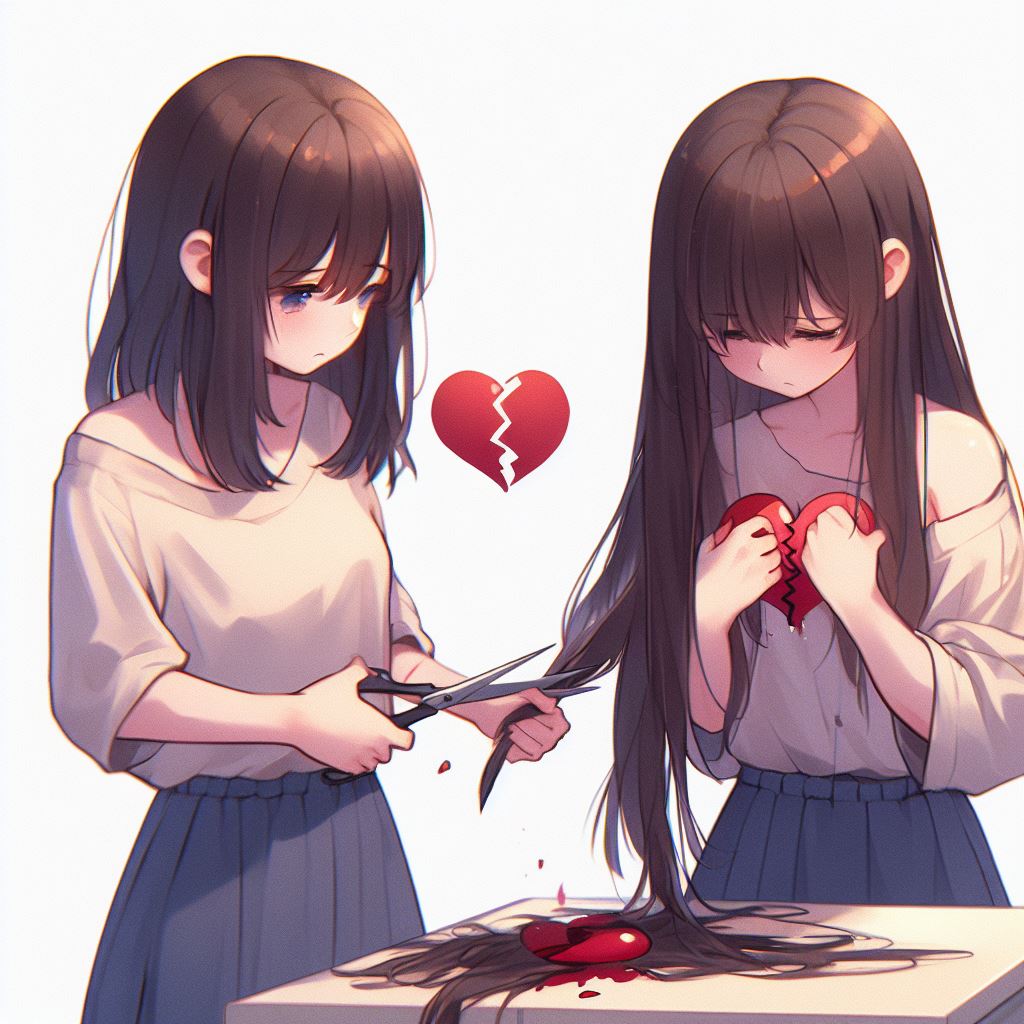 Hu_AIHaircut's tweet photo. Broken Heart Haircut 2
#BingAI #bingimagecreator #AnimeArt #animegirl #haircut #AIart #longhair #shorthair #bobbedhair #longtoshorthair #beforeafter #hair #hairstyle #AIgirl #girl #brokenheart https://t.co/WlumSx2drd