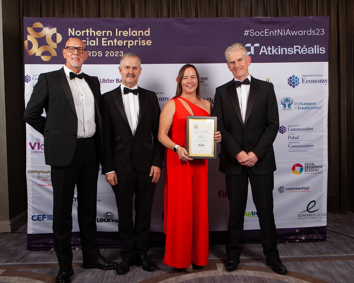 P1/2

Just over ONE WEEK AGO when we collected a “Highly Commended” award for Best Use Of Social Media at the @socentni  Awards!

#SocEntNIAwards23 #creditunion #socialenterprise #Award #HighlyCommended #SupportSocial #peoplehelpingpeople #PoliceFamily