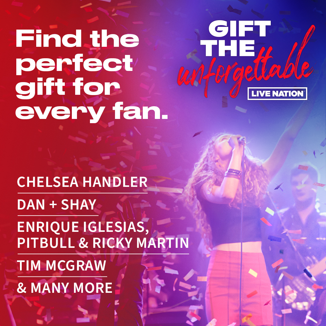 Gift the unforgettable this holiday season with the help of @LiveNation's Gift Guide! Find the perfect present for every fan at any price—from tickets to the hottest shows, VIP Packages, official artist merch, gift cards, and more. Shop gifts here: bit.ly/49oa2mk