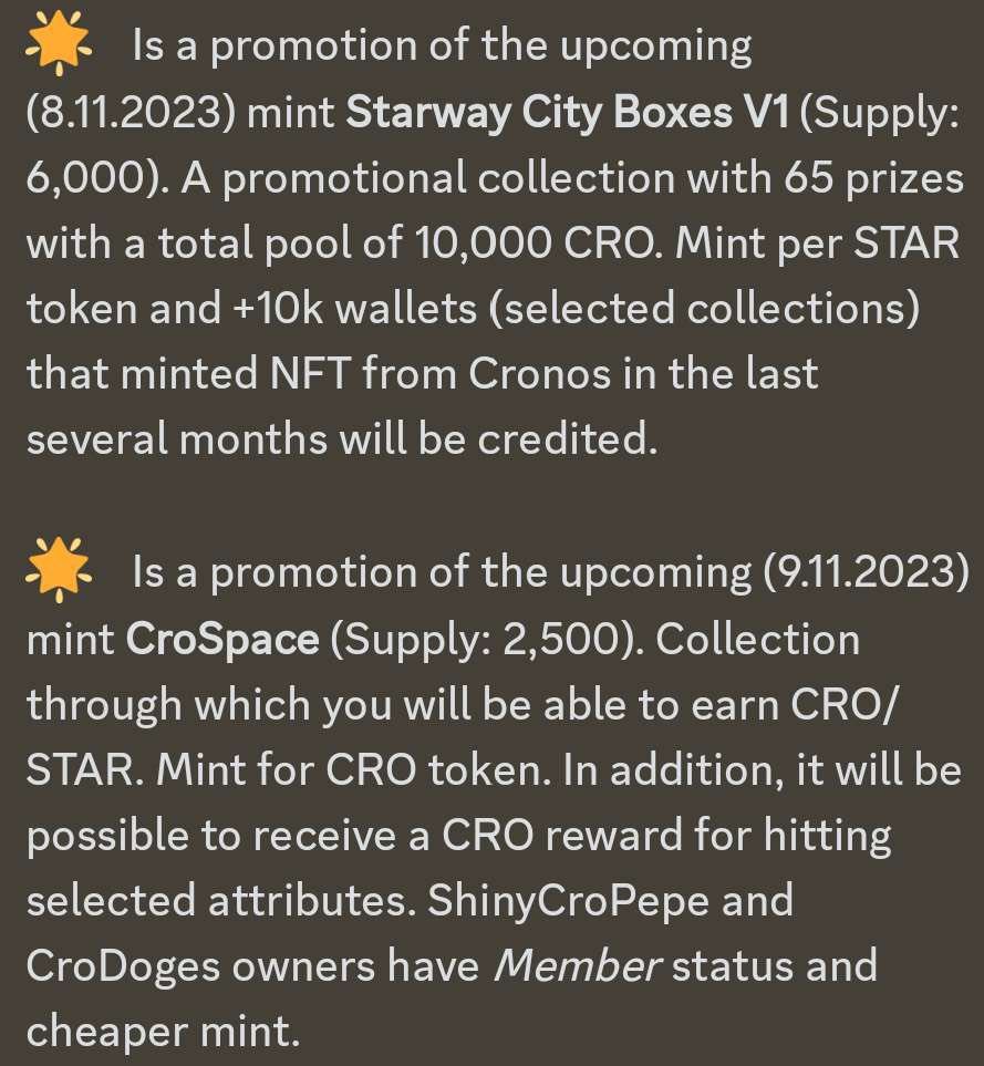 To celebrate the upcoming mints 👇 on the new <a href="/StarwayCity/">Starway City</a> collaboration site with <a href="/CroDogesClub/">CroDoges 🐶 - 🌎 WWW.CRONOS.FAMILY 🌎</a> we are doing

🎁 #Giveaway 🎉

starway.city

✅Follow <a href="/CroBobAdventure/">🛸BOB Adventures | BOW MINT IS LIVE!</a> <a href="/StarwayCity/">Starway City</a> <a href="/CroDogesClub/">CroDoges 🐶 - 🌎 WWW.CRONOS.FAMILY 🌎</a>
<a href="/TorbaMarek/">🇵🇱JahFighter🇪🇹MarTech Networks🔥$BLOCK $PARAM</a>
✅Like❤️Repost🔁
✅Tag 3 #CroFam
✅Join DC

72H⏳
🏆X2
GL🍀