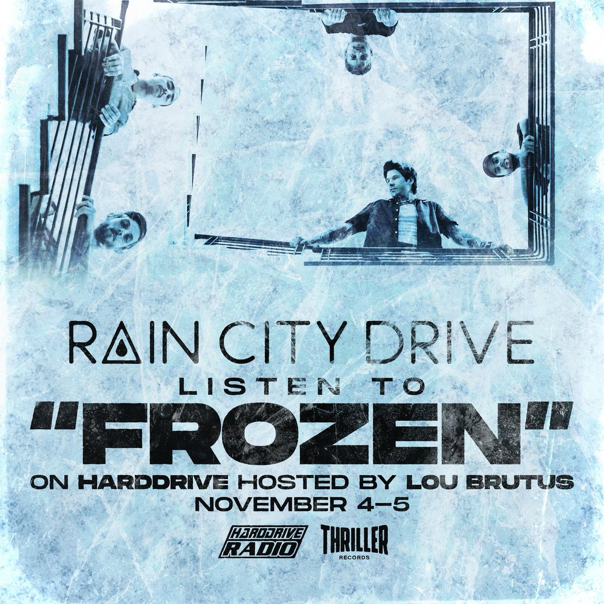 TOMORROW and Sunday, catch our latest release, “FROZEN” on @harddriveradio with @LouBrutus ❄️