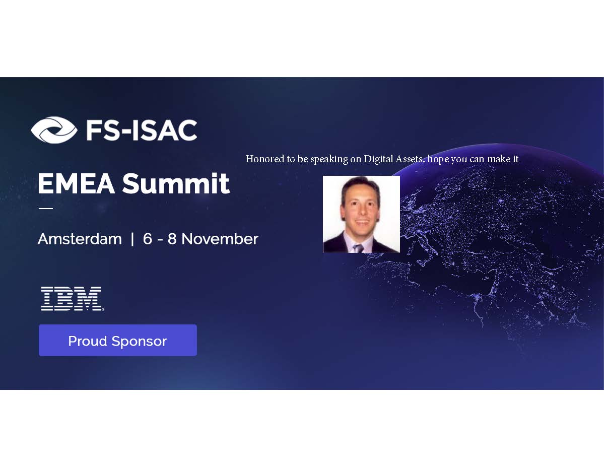 I am honored to be speaking at the <a href="/FSISAC/">FS-ISAC</a> EMEA Summit next week. I hope you can make it. <a href="/GSR_io/">GSR</a> <a href="/SecurityCurrent/">CISOs Connect</a> <a href="/lawandforensics/">Law & Forensics</a> <a href="/DanielGarrie/">Daniel Garrie</a>