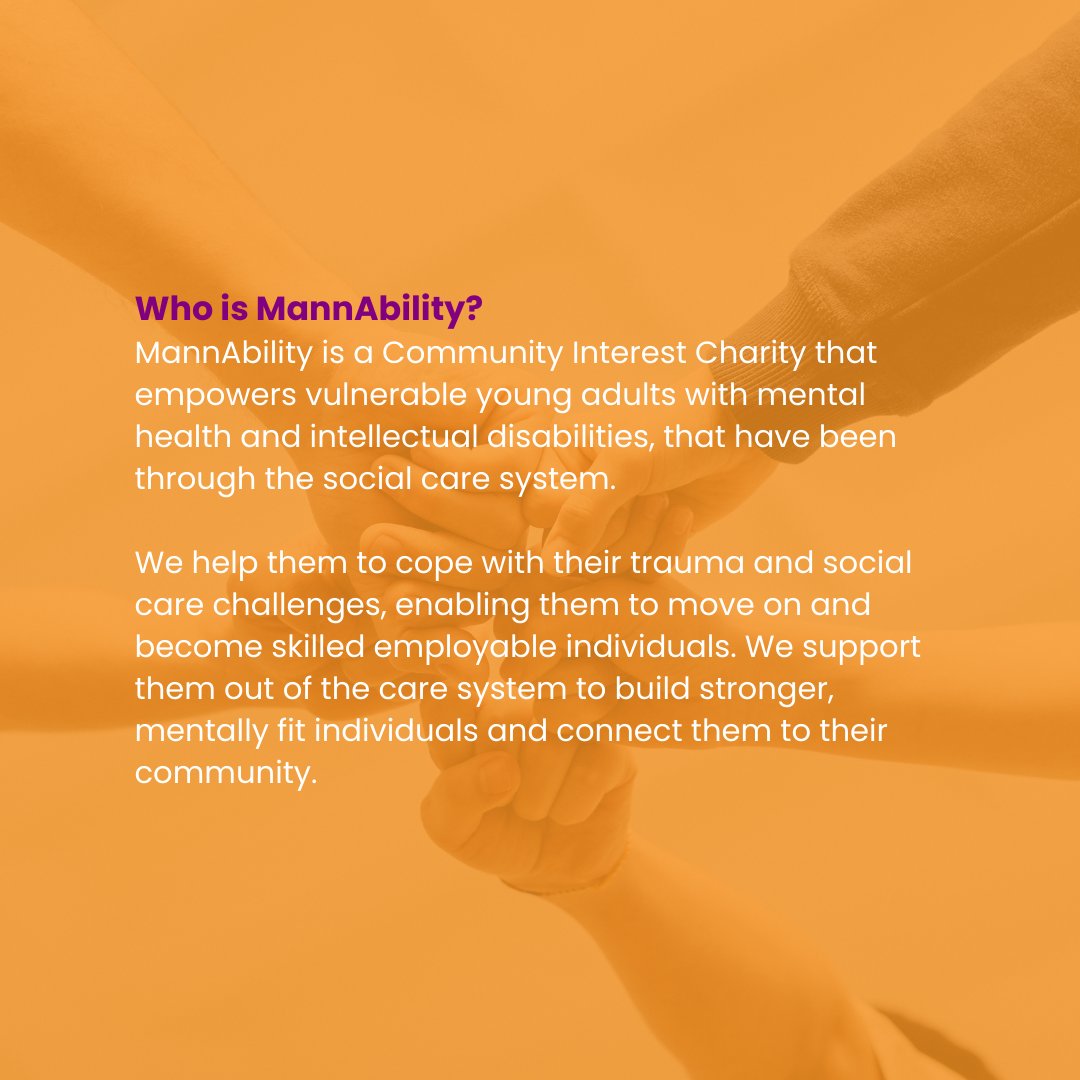 mannahousing's tweet photo. MannAbility empowers vulnerable young adults with #mentalhealth &amp; intellectual disabilities. We help them cope with their trauma &amp; social care challenges, enabling them to move on and become skilled employable individuals 💜

DONATE HERE: https://t.co/mVtYxwBrl5 https://t.co/xkNux5Hquk