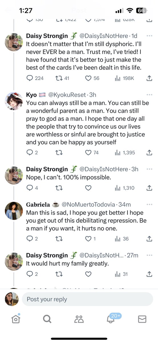 ErinInTheMorn's tweet photo. Daisy from that detrans film yesterday is honestly making a stronger argument against detransition than for it.

I can’t imagine any trans people are looking at their posts today and going, yeah… I want that for myself. https://t.co/z0rhcpVXSF