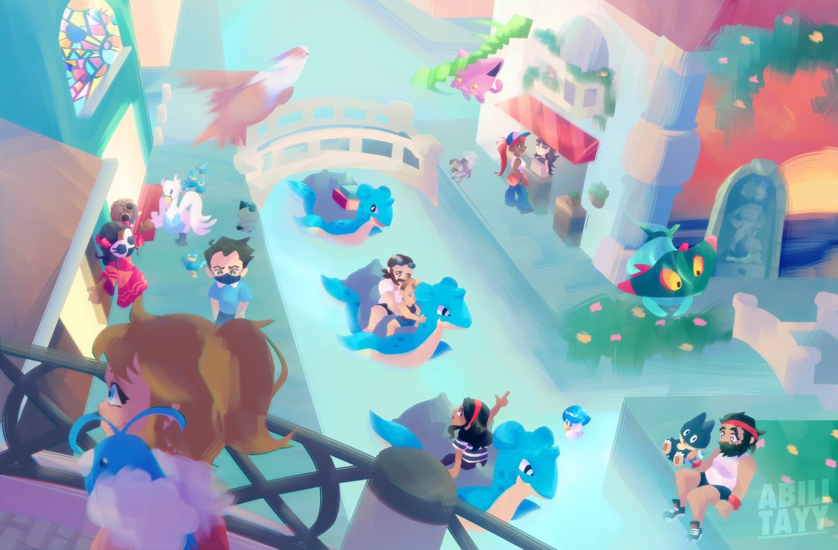 my piece for <a href="/XOrdinaryZine/">Extra Ordinary Zine - Vol 2 Delayed to 2025!</a>! had fun cramming lil pokemon into this scene