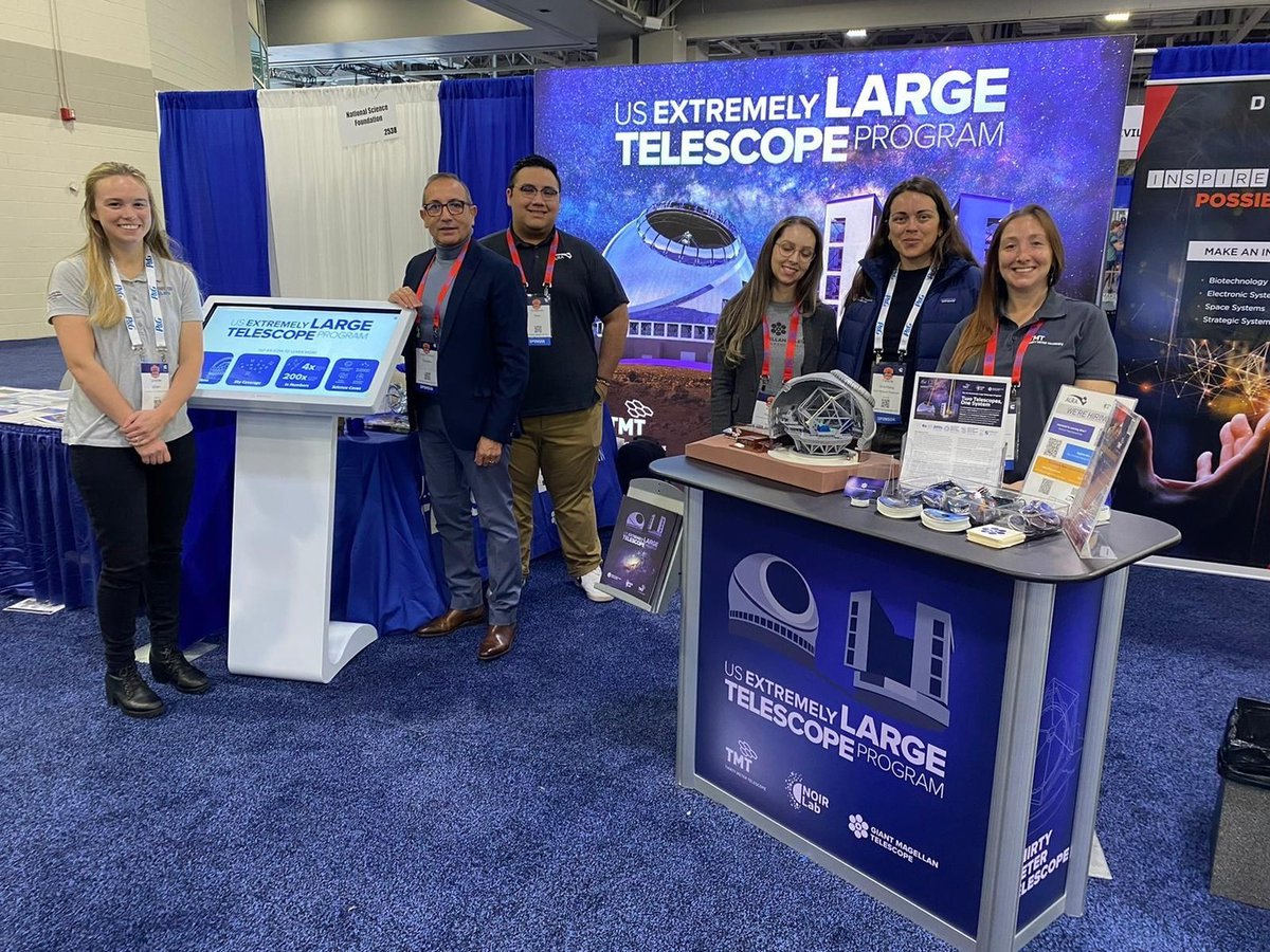 TMTObservatory's tweet image. We're excited to be part of @SHPE this year! Swing by our booth and get to know the US Extremely Large Telescope Program – a team effort from @NOIRLabAstro, @Giantmagellan, and yours truly @TMTHawaii 🌟 

#USELTP #SHPE #thirtymetertelescope #tmt #giantmagellantelescope #NOIRLab