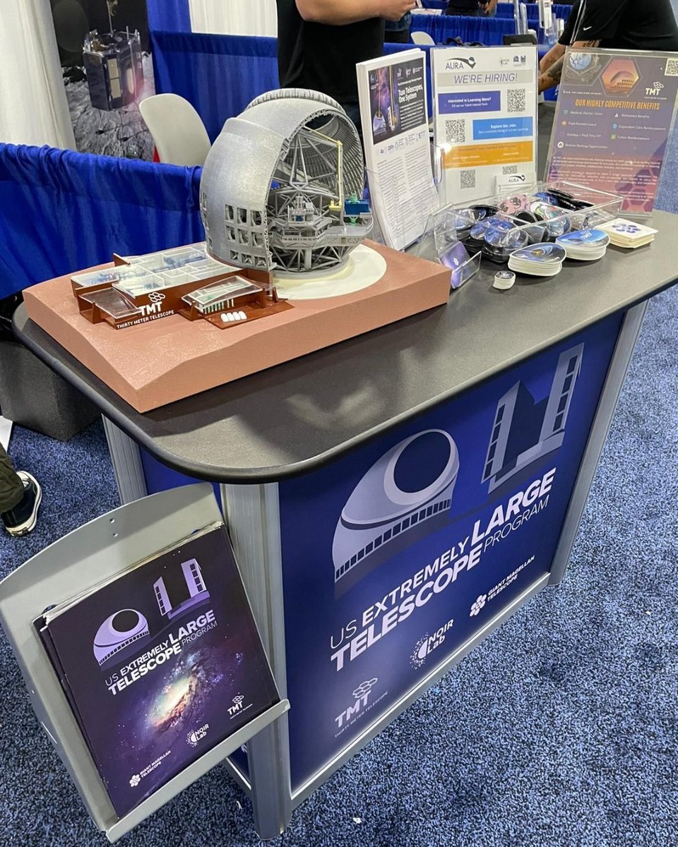 TMTObservatory's tweet image. We're excited to be part of @SHPE this year! Swing by our booth and get to know the US Extremely Large Telescope Program – a team effort from @NOIRLabAstro, @Giantmagellan, and yours truly @TMTHawaii 🌟 

#USELTP #SHPE #thirtymetertelescope #tmt #giantmagellantelescope #NOIRLab