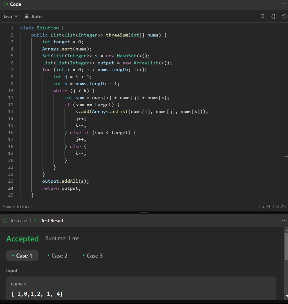 SahileJhalak2's tweet image. #Day1 
#Dailycodingchallenge
Today I solved the &quot;3Sum &quot;Algorithm
#coding #Algorithm #Dailycode