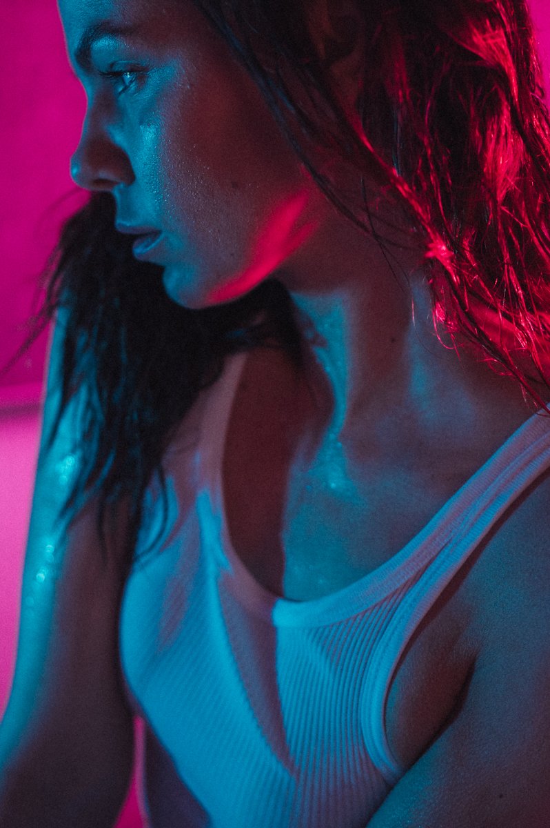Neon Bathtub photoshoot #photography #portrait #moody #photooftheday