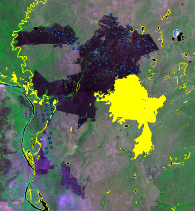 toda esta área em preto é cicatriz de queimada. Só sabemos disso pelos projetos de monitoramento do INPE.
78 profissionais que realizam este mapeamento estão sem contrato e se não houver a renovação hoje, o monitoramento do desmatamento de todos os biomas vai parar #renovaPRODES