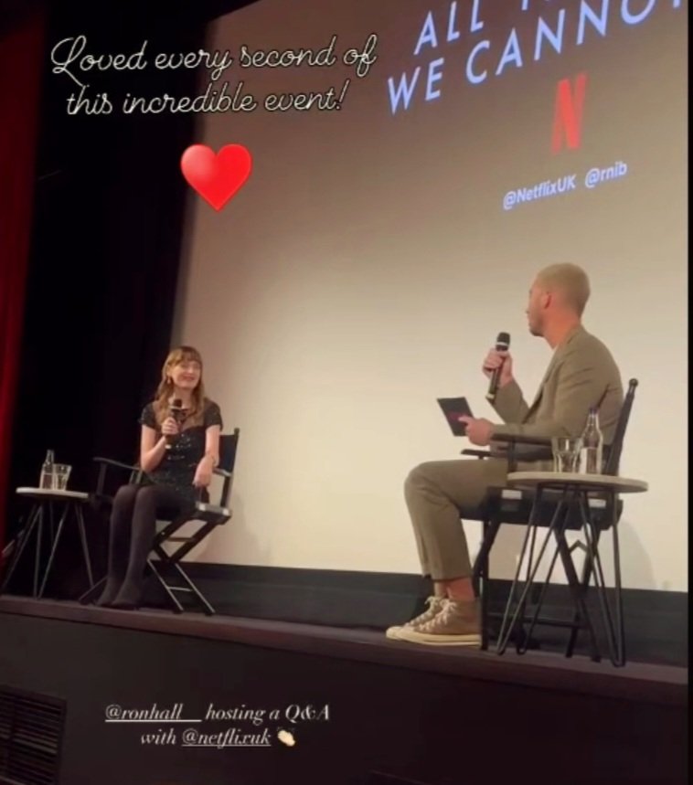 What a pleasure to be interviewed by @LoveIsland's @RonHall__ about narrating the audio description for #AllTheLightWeCannotSee at the London screening on Monday. It was truly moving to be part of a production which makes blind people like me feel so seen. #Inclusion #VoiceOver